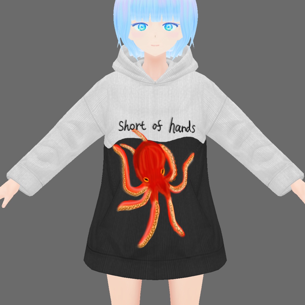 VRoid衣装テクスチャ 海産物ギャグパーカー(サメ、タコ、ウニ)