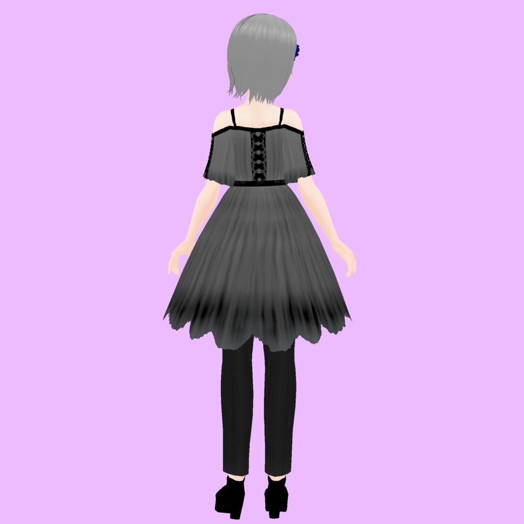 無料あり・VRoid衣装テクスチャ SSS基本セット2(ワンピース、アンクルパンツ、靴)