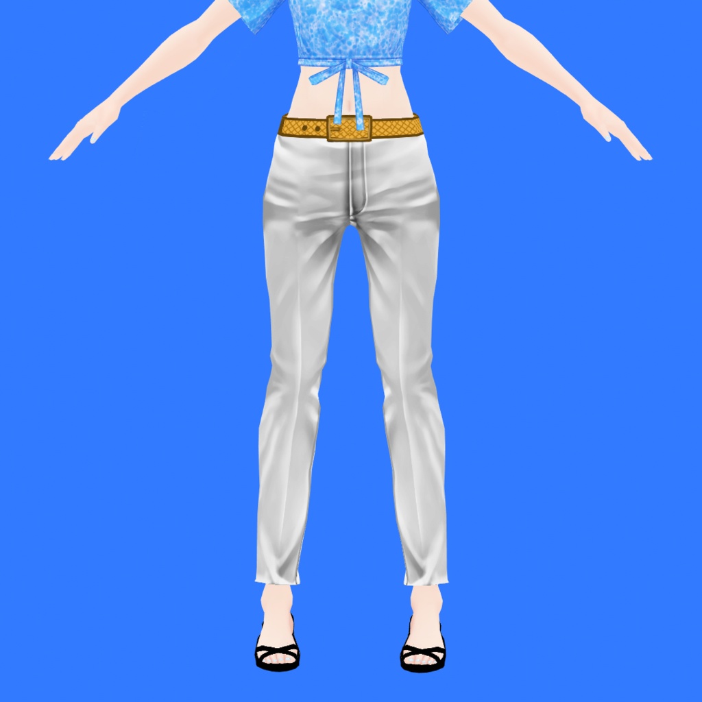 VRoid用ワンショルダーTシャツセット(チョーカー・パンツ・ネイル・ベルト・パンプス同梱)