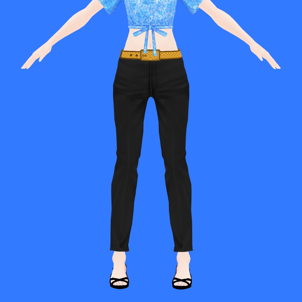 VRoid用ワンショルダーTシャツセット(チョーカー・パンツ・ネイル・ベルト・パンプス同梱)