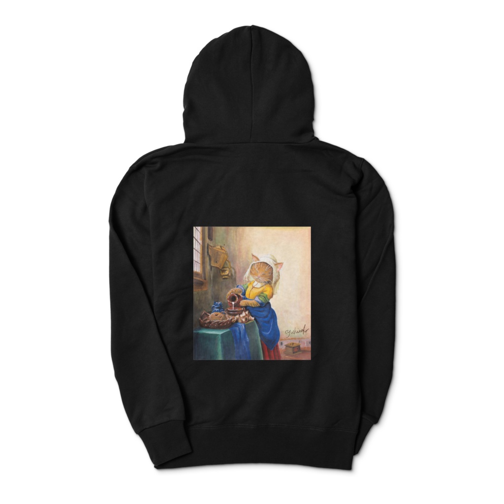 ミルクを入れるニャンコ 黒