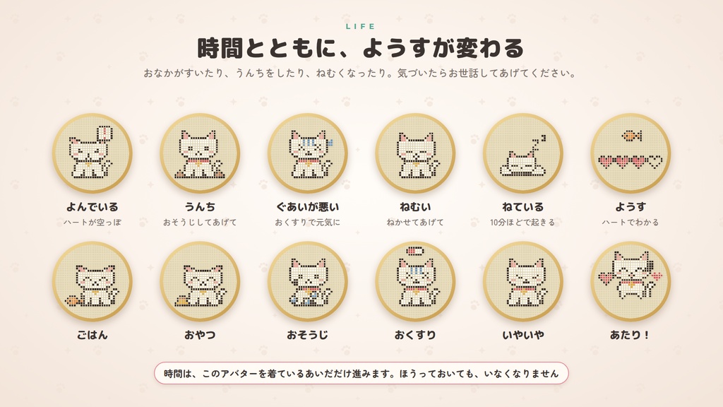 【VRChat】ポケットねこ ミミ ― 毛糸玉から生まれた子ねこを育てる、ねこ耳のポケットペット【PC/Quest対応・Modular Avatar】