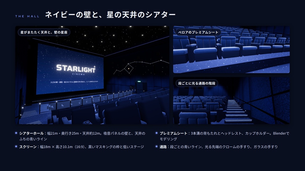 【VRChatワールド】星灯シネマ ― 星空の天井の、本格プレミアム映画館【PC・Quest対応】