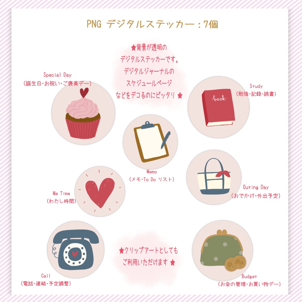 Procreate Journaling set ♥ Procreate ジャーナリング用・ブラシ+デジタルステッカーセット