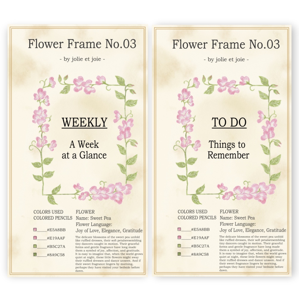 【DL商品】Flower Frame 手帳ディバイダー(6枚セット)スイートピー|バイブルサイズ