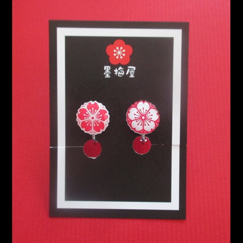 桜イヤリング１2桃白×白