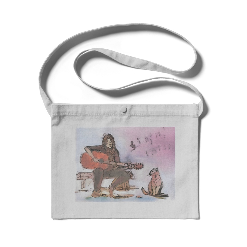 サコッシュ:猫とギター