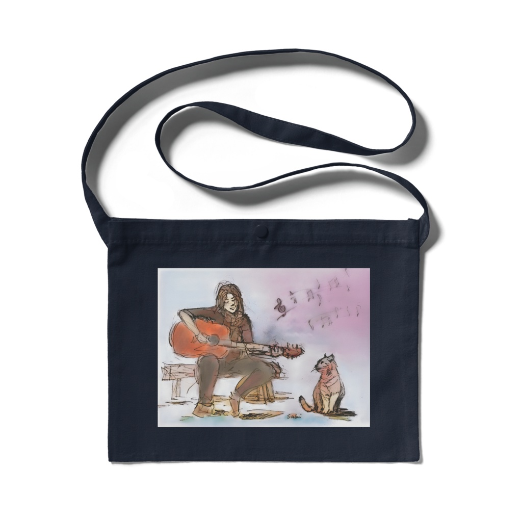 サコッシュ:猫とギター