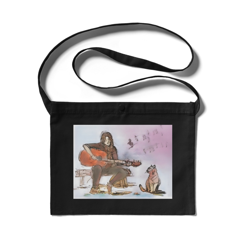 サコッシュ:猫とギター