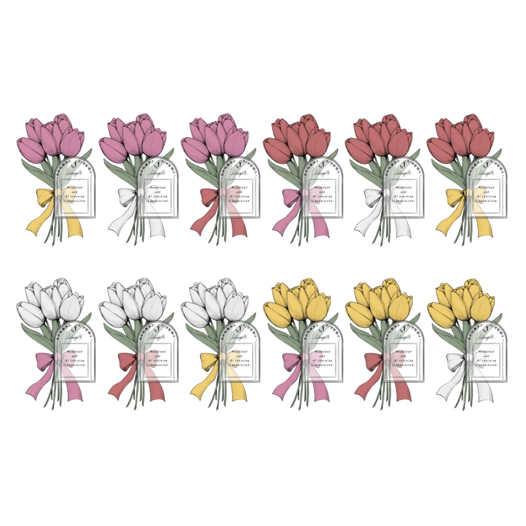 〖イラスト素材〗チューリップ〖ペン画風〗