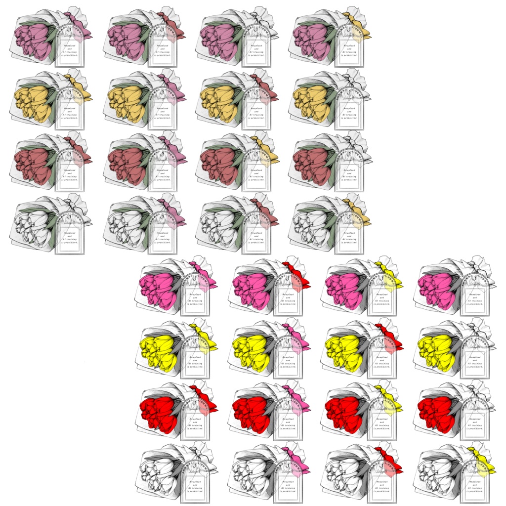 〖イラスト素材〗チューリップ〖ペン画風〗