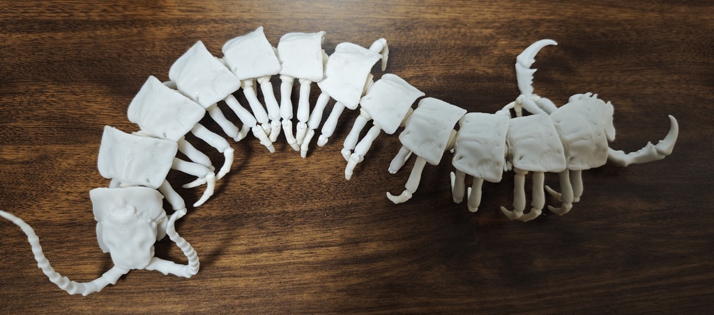 【光造形3Dプリンター出力用STLデータ】多重可動「骨ムカデ」/ Articulated Skeleton Centipede 3D Printable STL