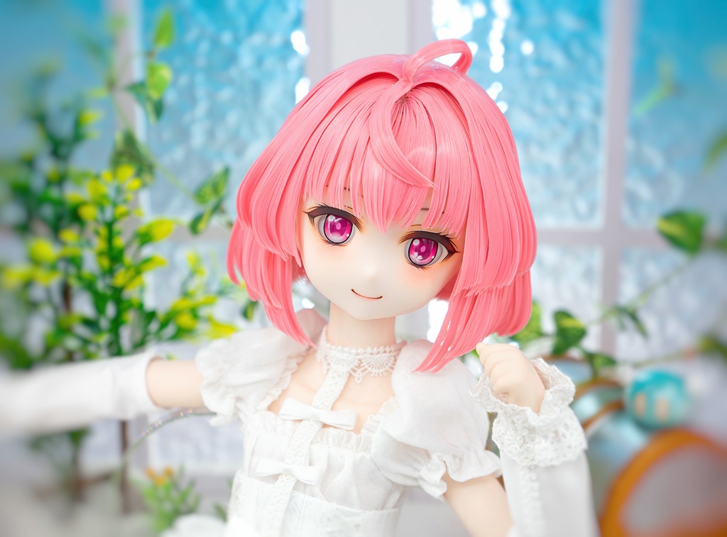 【即納】 ★ DDH-27(セミホワイト肌) カスタムヘッド+手作りアイ+ウイッグ [KK WORKSHOP] No.391