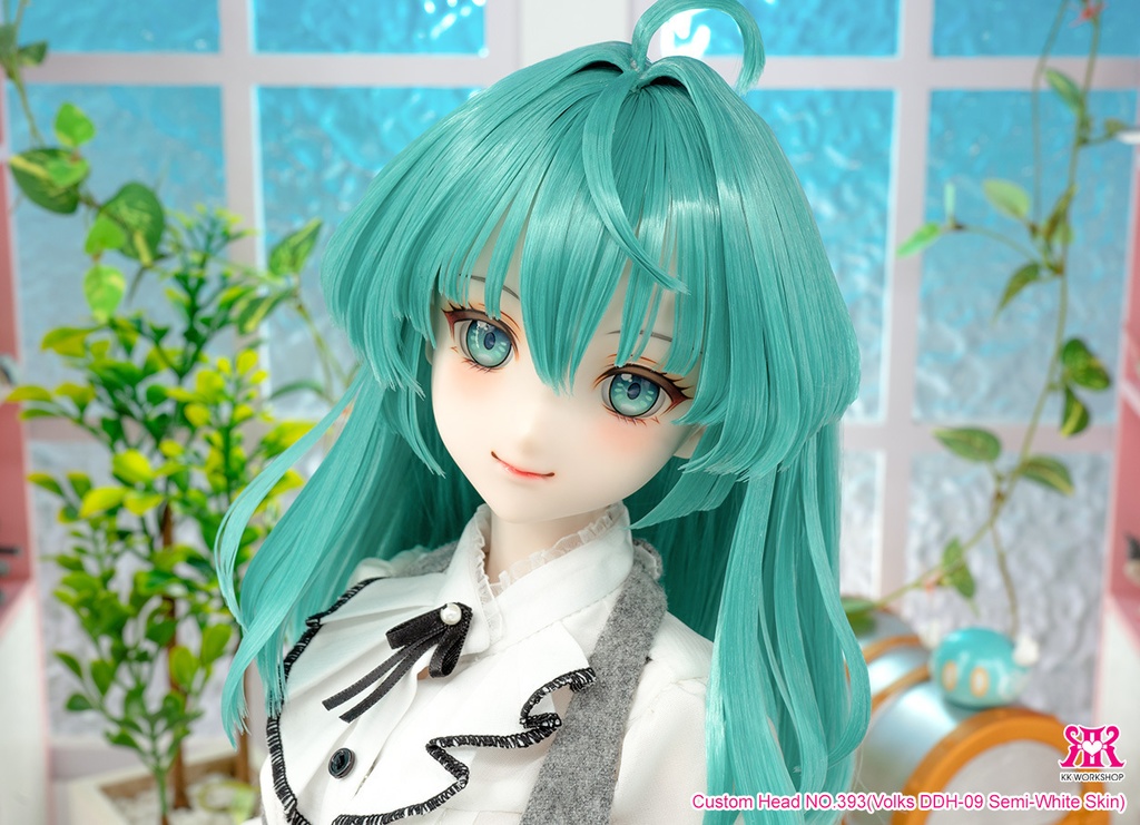 For sell ★ [KK WORKSHOP] NO.393 DDH-09 セミホワイト肌カスタムヘッド+アイ+ウイッグ
