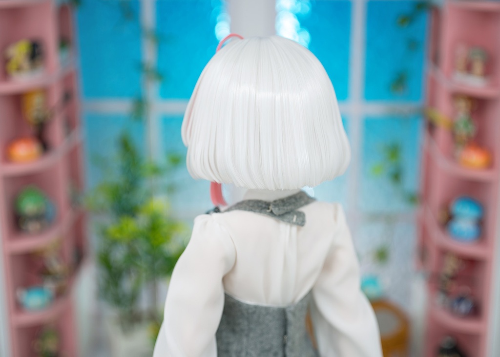 【即納】 ★ DDH-06(セミホワイト肌) カスタムヘッド+手作りアイ+ウイッグ [KK WORKSHOP] No.400