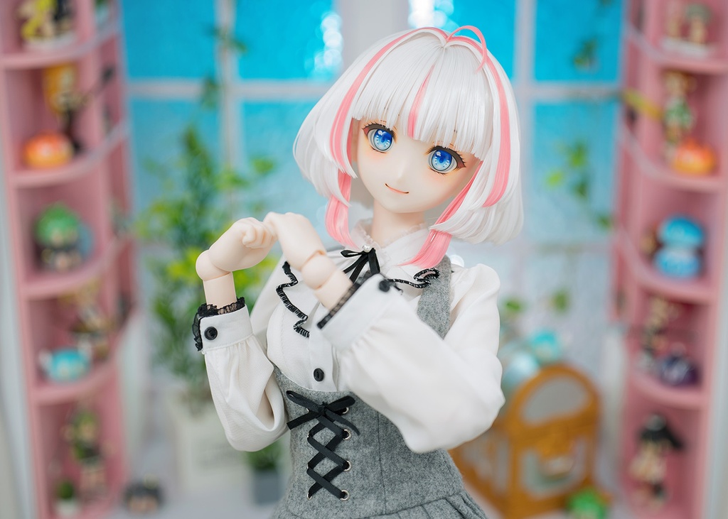 【即納】 ★ DDH-06(セミホワイト肌) カスタムヘッド+手作りアイ+ウイッグ [KK WORKSHOP] No.400