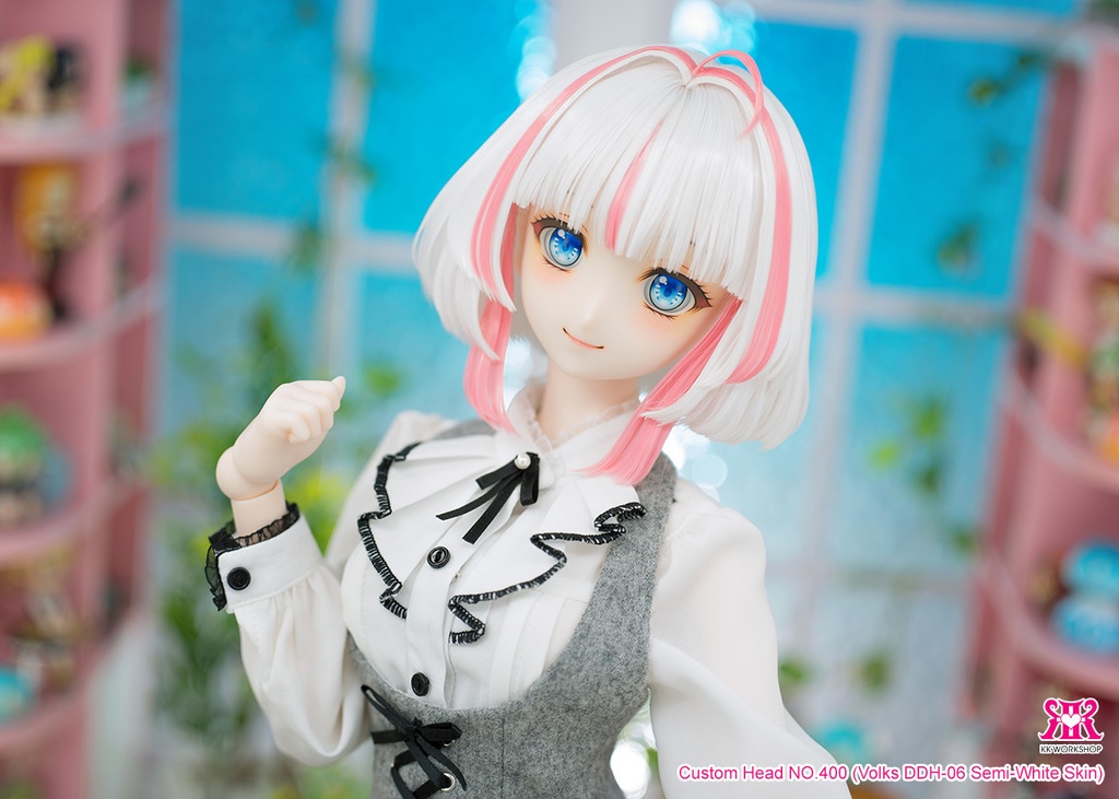 For sell ★ [KK WORKSHOP] NO.400 DDH-06 セミホワイト肌カスタムヘッド+アイ+ウイッグ