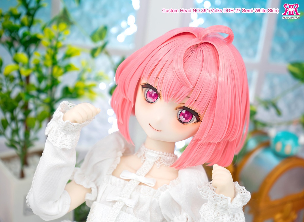 【即納】 ★ DDH-27(セミホワイト肌) カスタムヘッド+手作りアイ [KK WORKSHOP] No.391