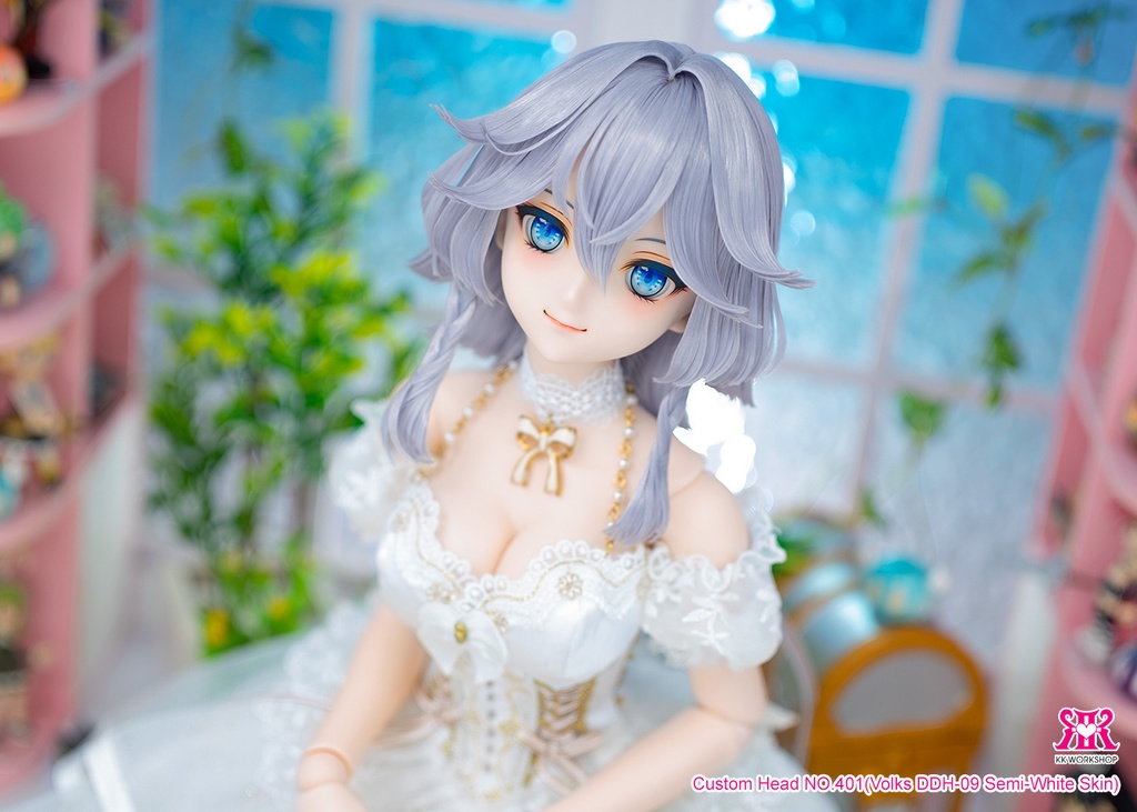 【即納】DDH-09(セミホワイト肌) カスタムヘッド+手作りアイ [KK WORKSHOP] No.401