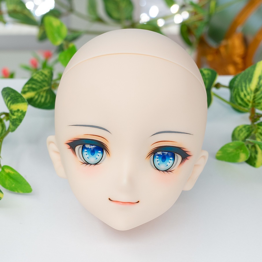 【即納】 ★ DDH-09(セミホワイト肌) カスタムヘッド+手作りアイ+ウイッグ [KK WORKSHOP] No.401