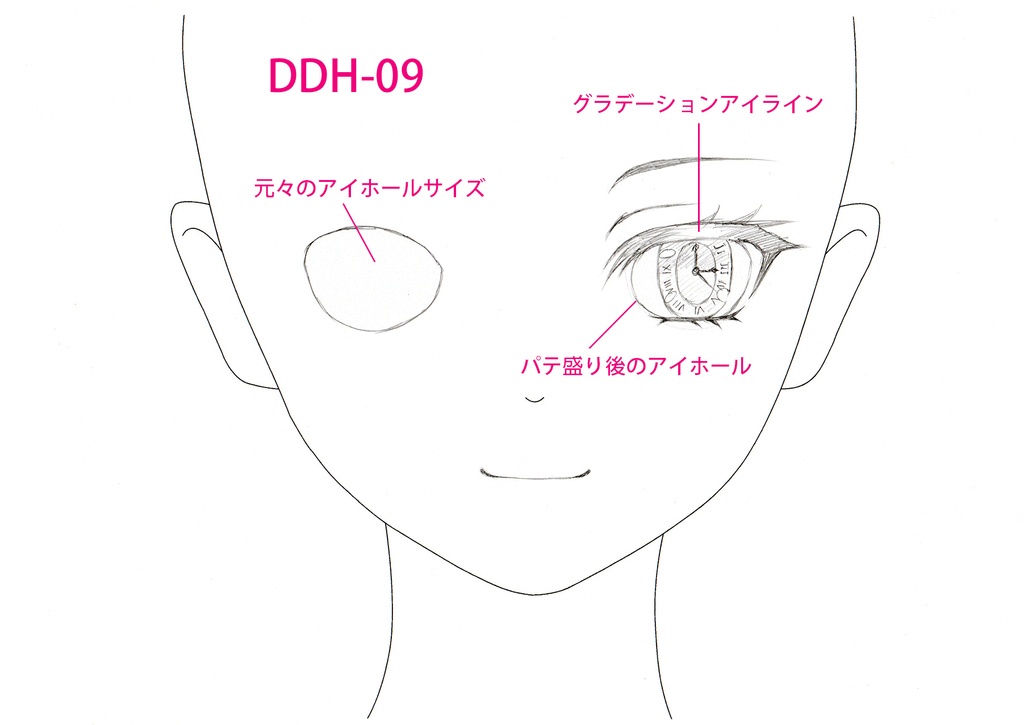 ★【予約受付・受注制作】「時崎狂三」風, KK Workshop DDH-09 カスタムヘッド＋アイ