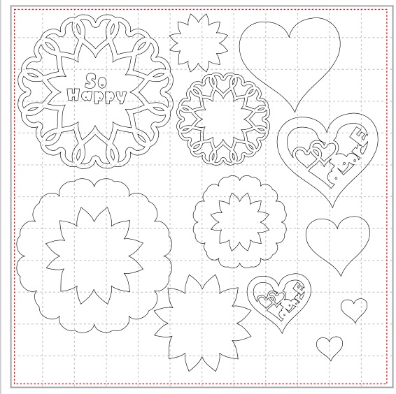 <スキャンカット>ハートがモチーフのカットデータ