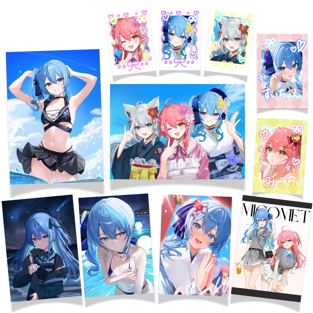 【ホロライブ】C107ポストカード＆チェキセット【星街すいせい/さくらみこ/白上フブキ】