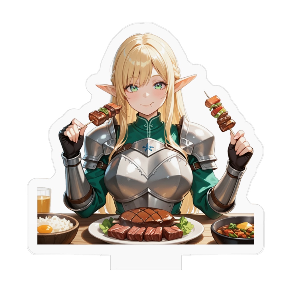 食事中のエルフ女騎士