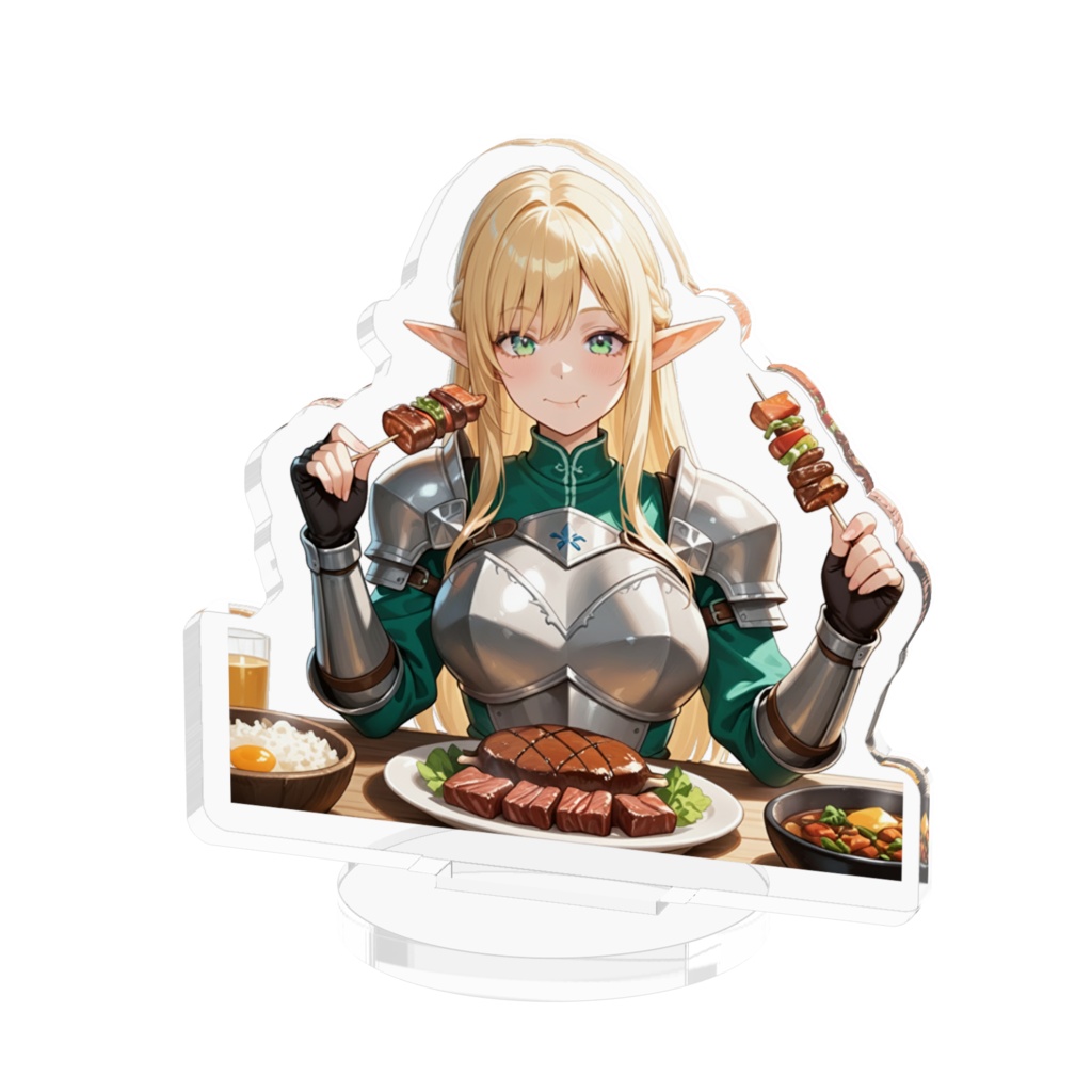 食事中のエルフ女騎士