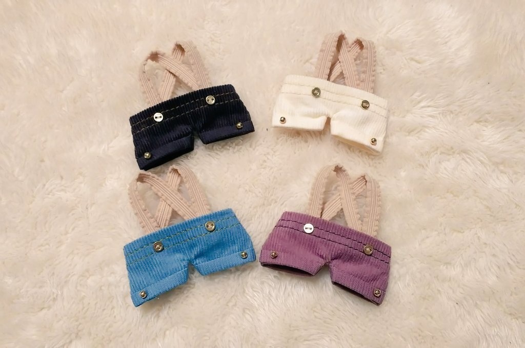 10cmぬいサイズ向け ファー帽子とサスペンダーパンツのセット