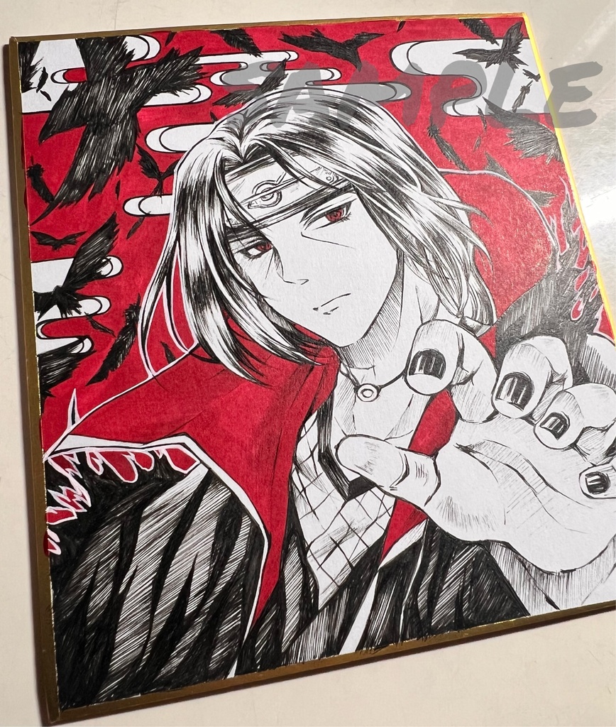 手描きイラスト うちはイタチ 小色紙 アナログ 直筆原画
