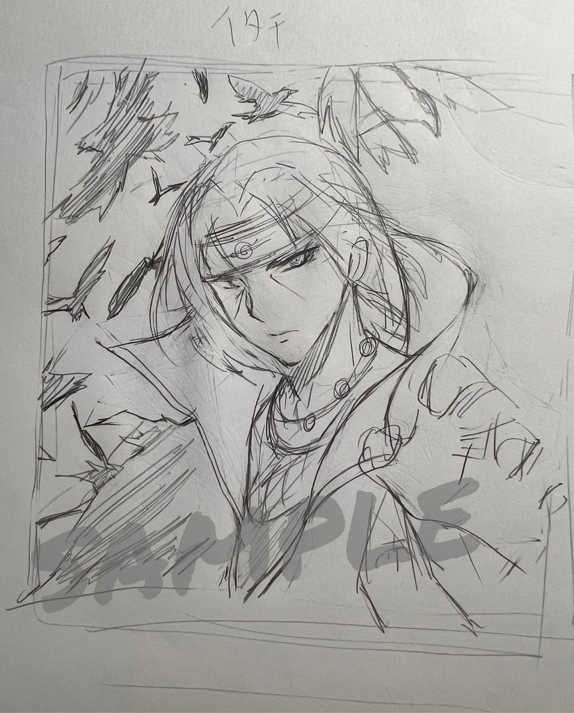手描きイラスト うちはイタチ 小色紙 アナログ 直筆原画