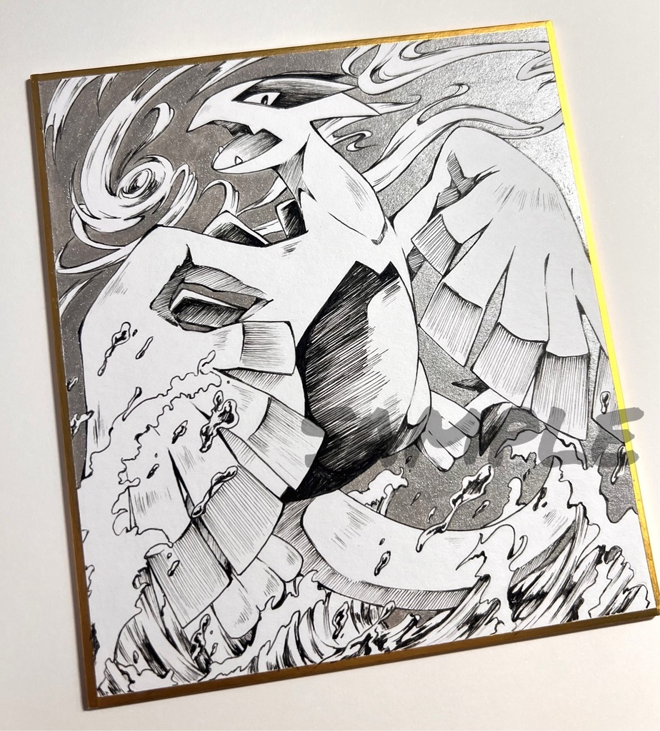 手描きイラスト pkmn【ルギア】 小色紙 アナログ 直筆原画