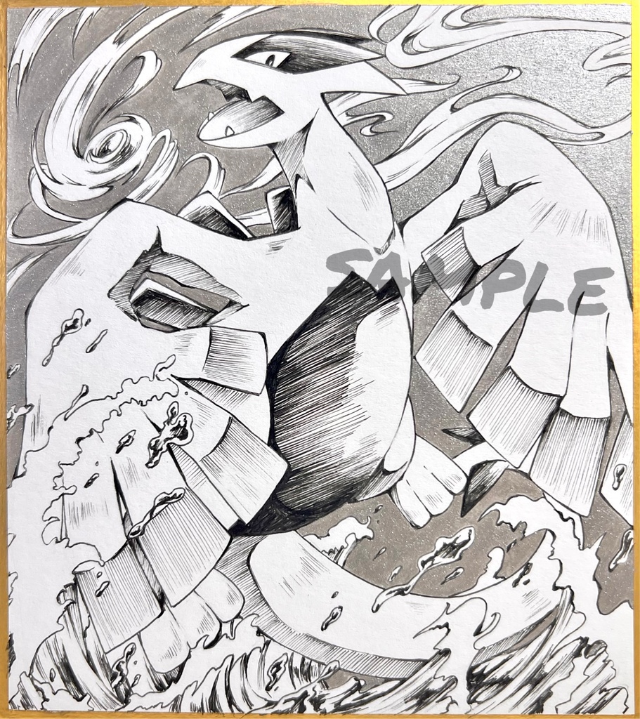 手描きイラスト　pkmn【ルギア】　小色紙　アナログ　直筆原画