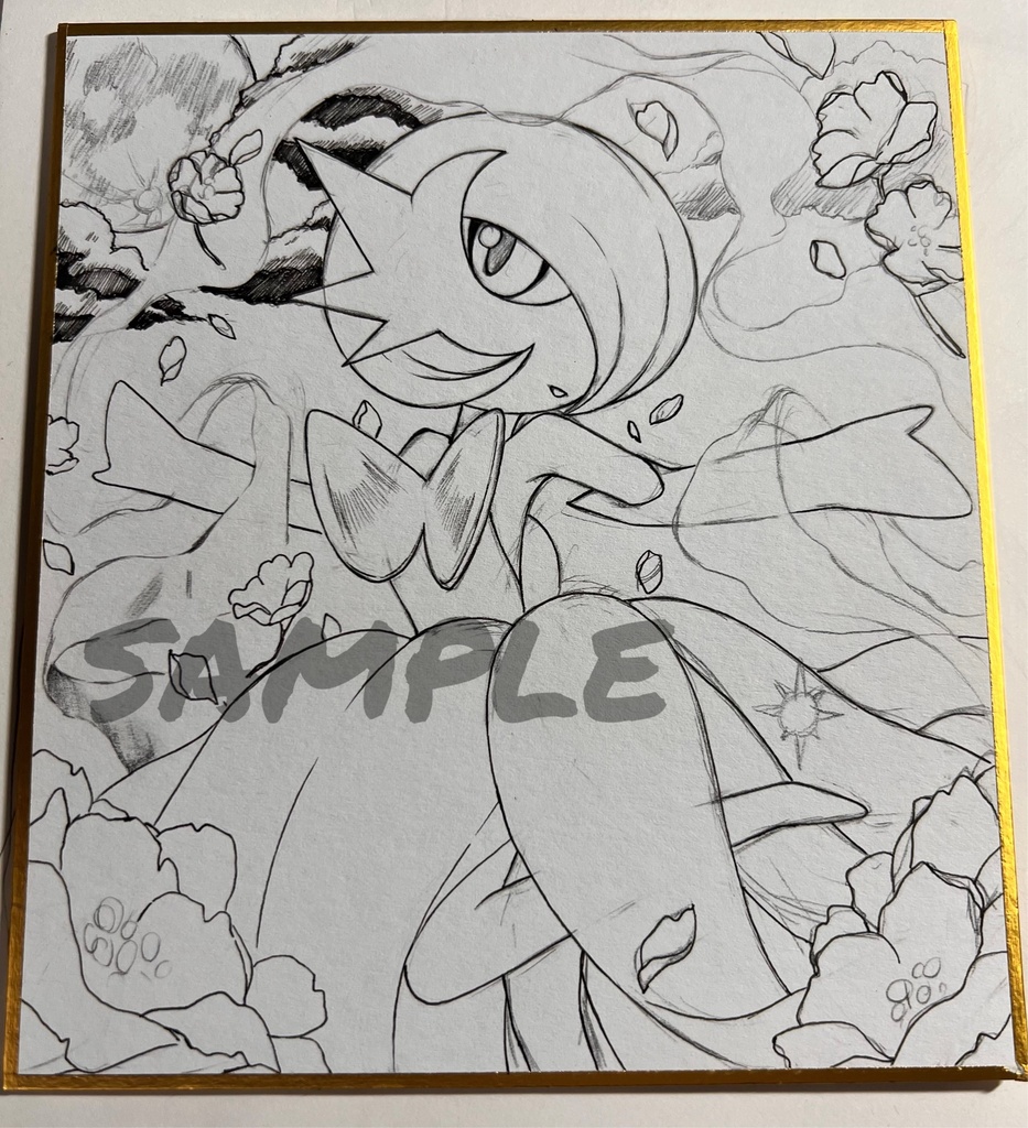 手描きイラスト pkmn【メガサーナイト】 小色紙 アナログ 直筆原画