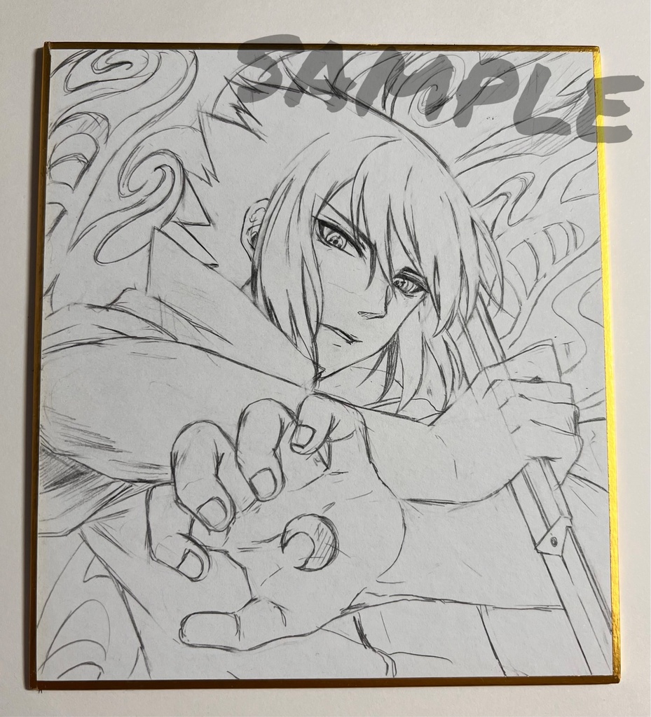 手描きイラスト うちはサスケ 小色紙 アナログ 直筆原画