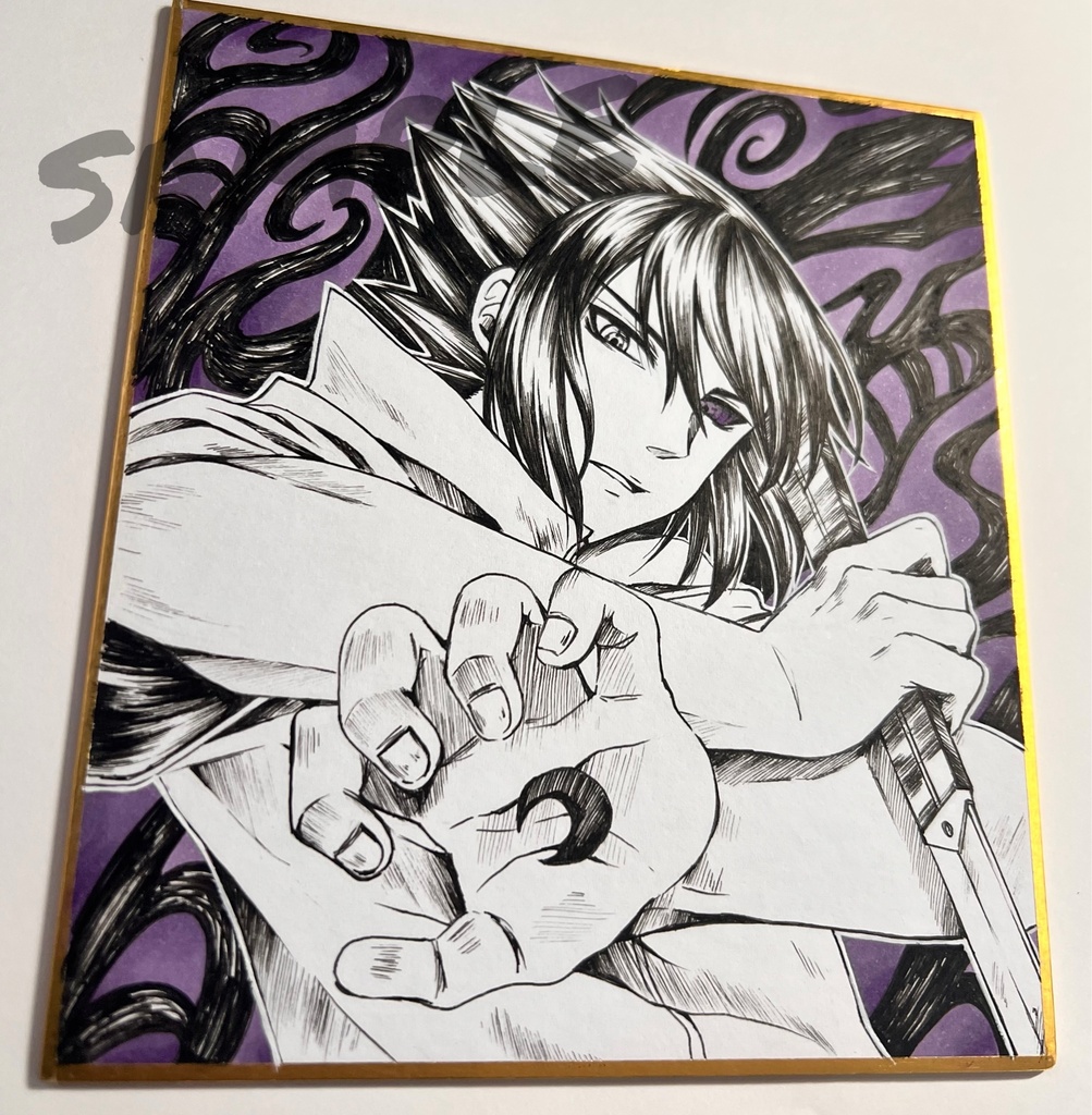手描きイラスト うちはサスケ 小色紙 アナログ 直筆原画