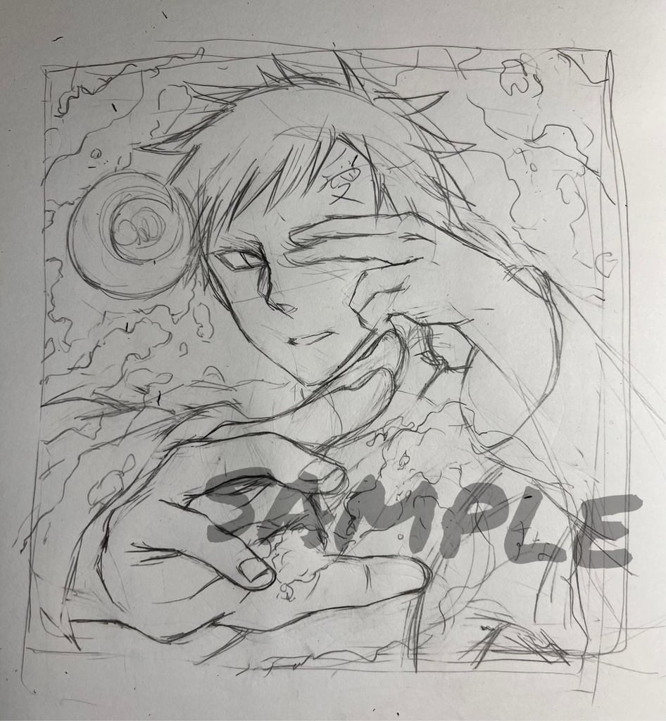 手描きイラスト 我愛羅 小色紙 アナログ 直筆原画