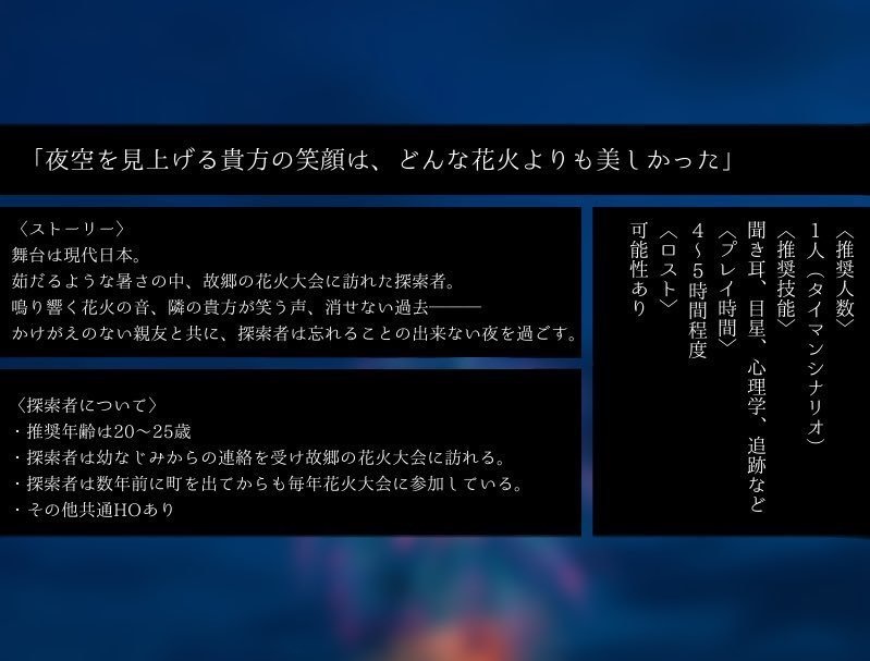 【CoCシナリオ】光華のような君へと捧ぐ