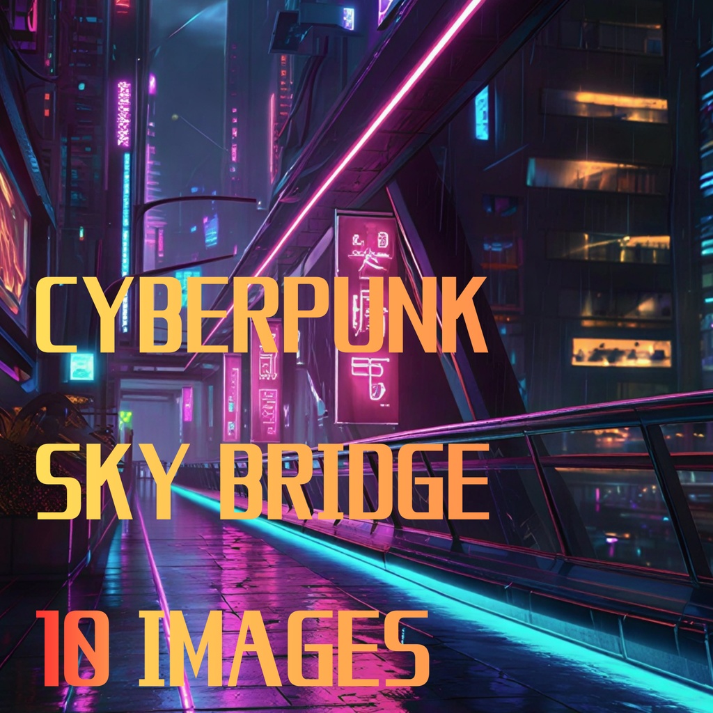 Cyberpunk Sky Bridge – Futuristic Neon Megacity AI Art Wallpaper Pack (10 Images)