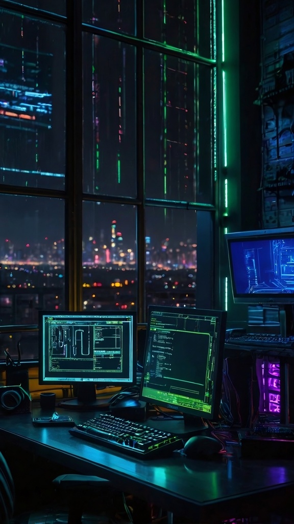 Free Cyberpunk Phone Wallpaper – Futuristic Neon City (AI Art)
