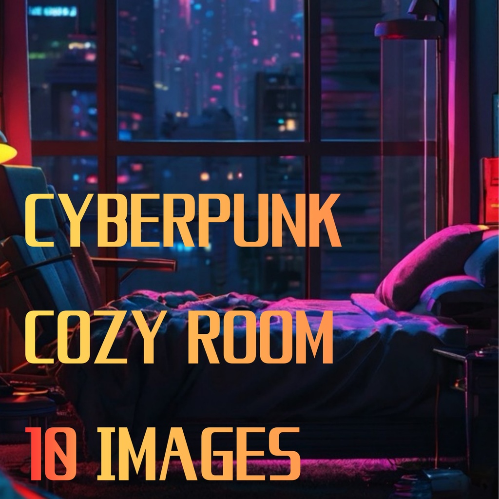 Cyberpunk Cozy Room – Futuristic AI Art Wallpaper Pack (10 Images)