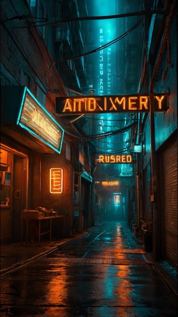 Cyberpunk Neon Alley – Futuristic Purple City Backstreet AI Wallpaper Pack (10 Images)