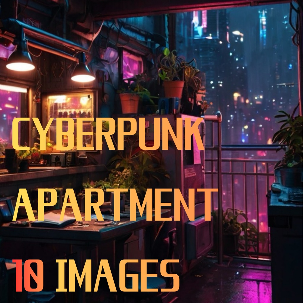 Cyberpunk Apartment Night View – Futuristic Neon City AI Wallpaper Pack (10 Images)