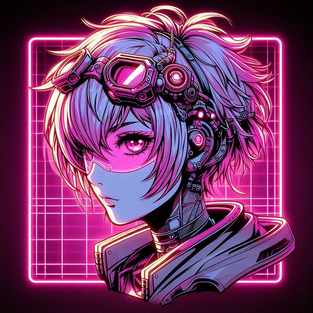 FREE Cyberpunk Girl Icon Pack – Anime Neon Profile Icons (3 Images Sample)