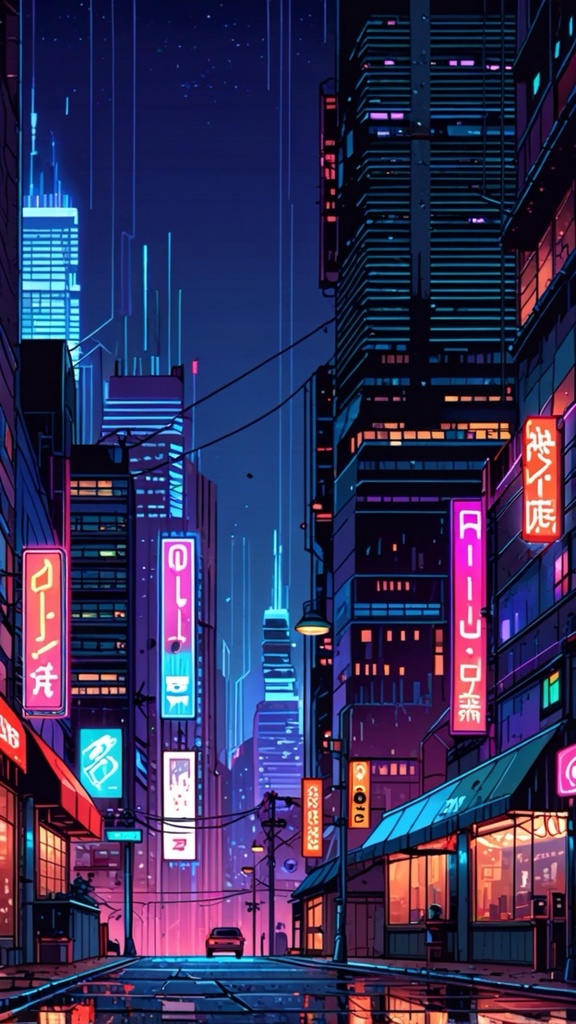 Retro Pixel Cyberpunk City View – Neon AI Wallpaper Pack (10 Images)