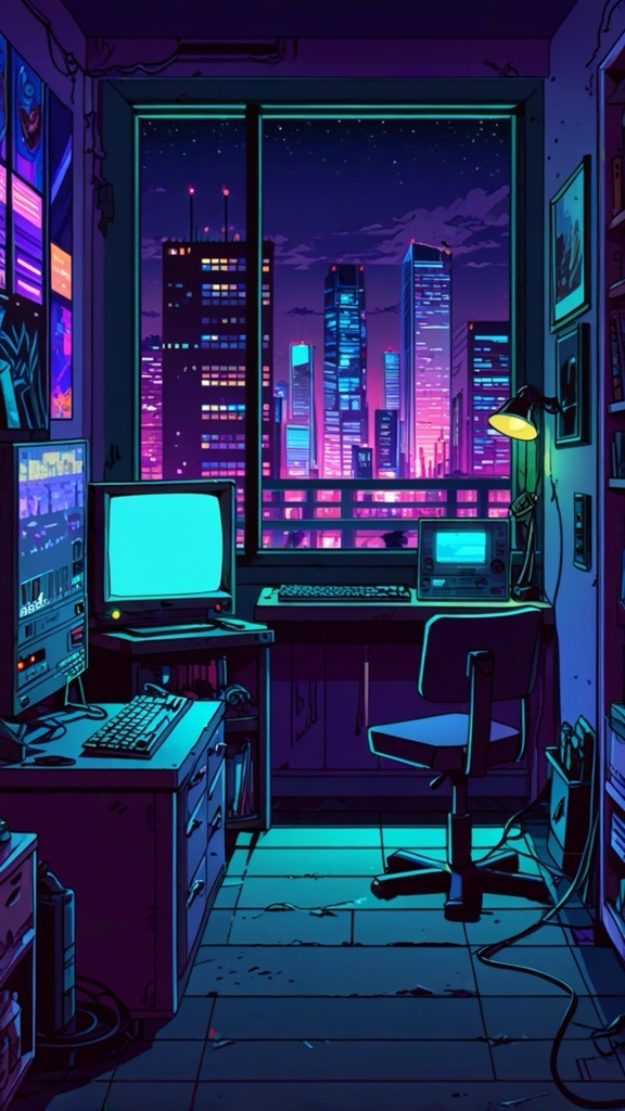 Retro Pixel Cyberpunk City View – Neon AI Wallpaper Pack (10 Images)