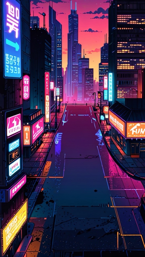 Retro Pixel Cyberpunk City View – Neon AI Wallpaper Pack (10 Images)