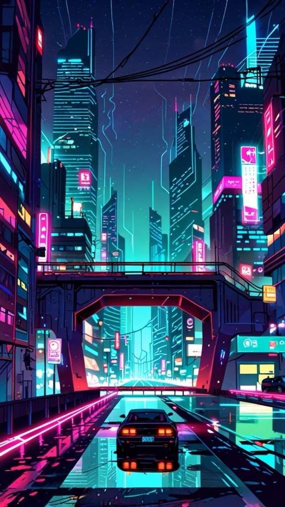Retro Pixel Cyberpunk City View – Neon AI Wallpaper Pack (10 Images)