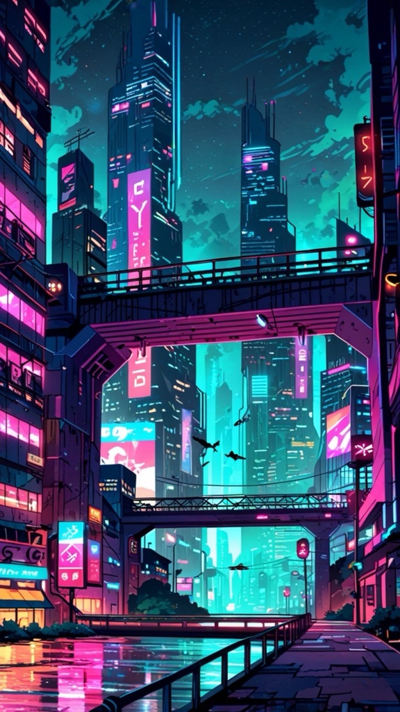 Retro Pixel Cyberpunk City View – Neon AI Wallpaper Pack (10 Images)